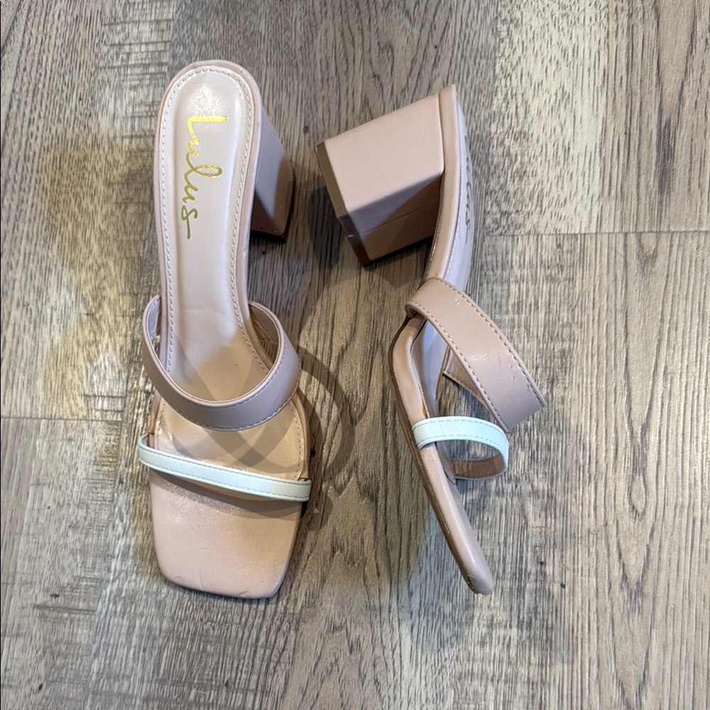 Lulu's Women's Tan and Cream Block Heel Sandals